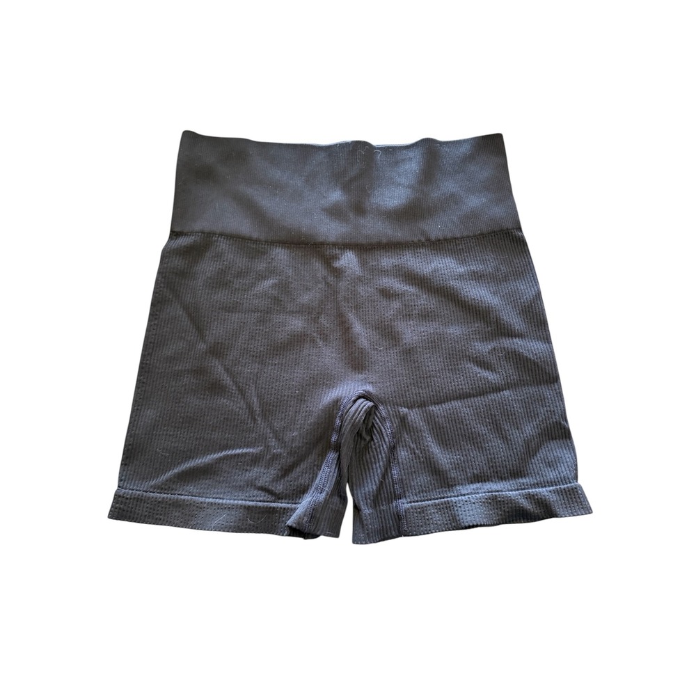Colsie Ribbed Seamless Bike Shorts High Waisted Lounge Athletic Black Womens M